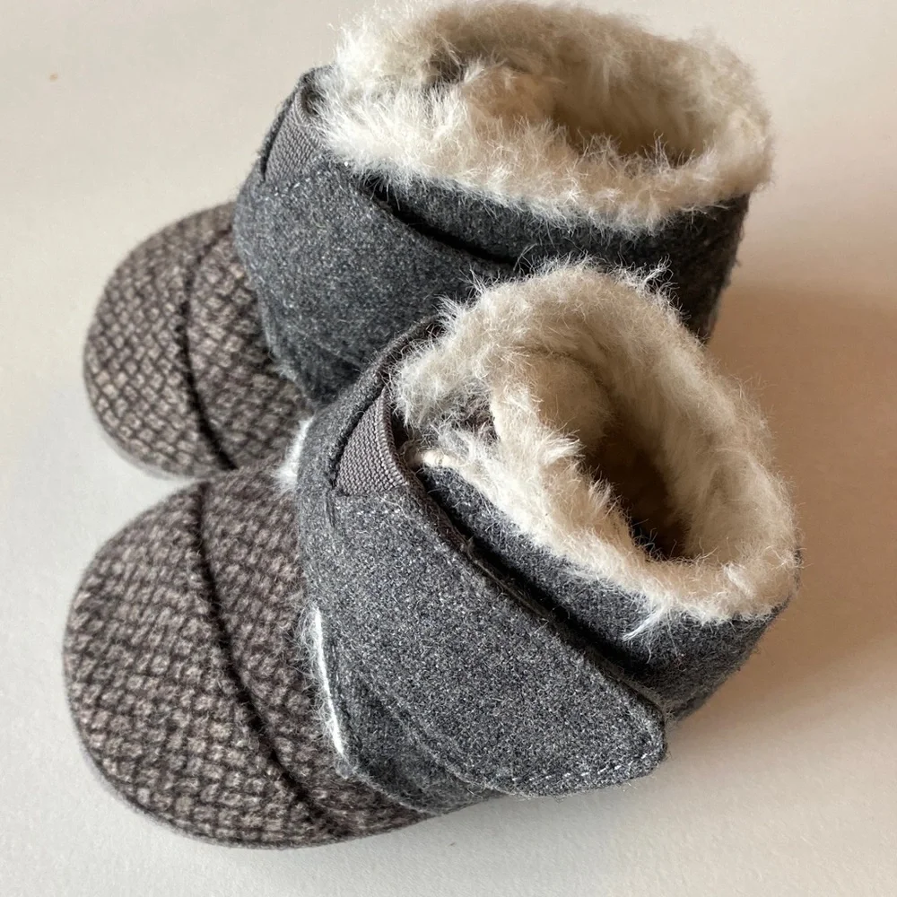 TOMS Bundle of black slip ons and gray booties. Size 2. Like new.
